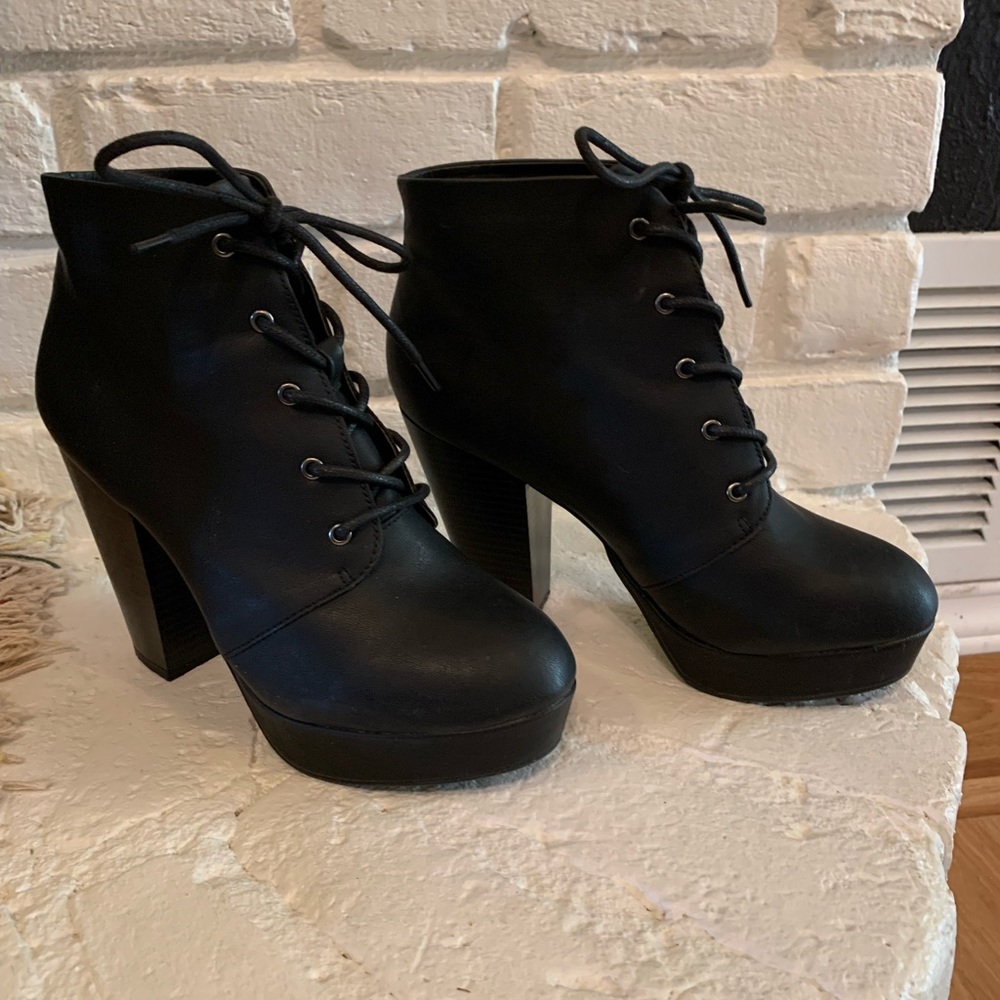 Candies black lace up booties